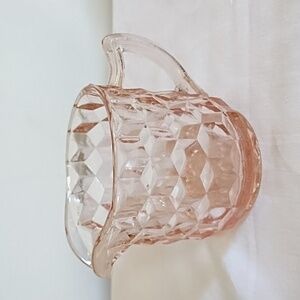 JEANNETTE GLASS PINK CUBIST PATTERN CREAMER OR A MINI PITCHER